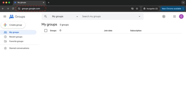 Google Groups homepage